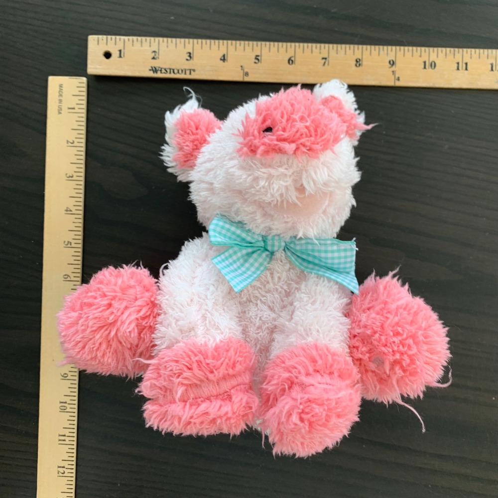 Melissa & Doug Meadow Medley Piggy Pink Shaggy Plush Stuffed Animal GinghaM READ